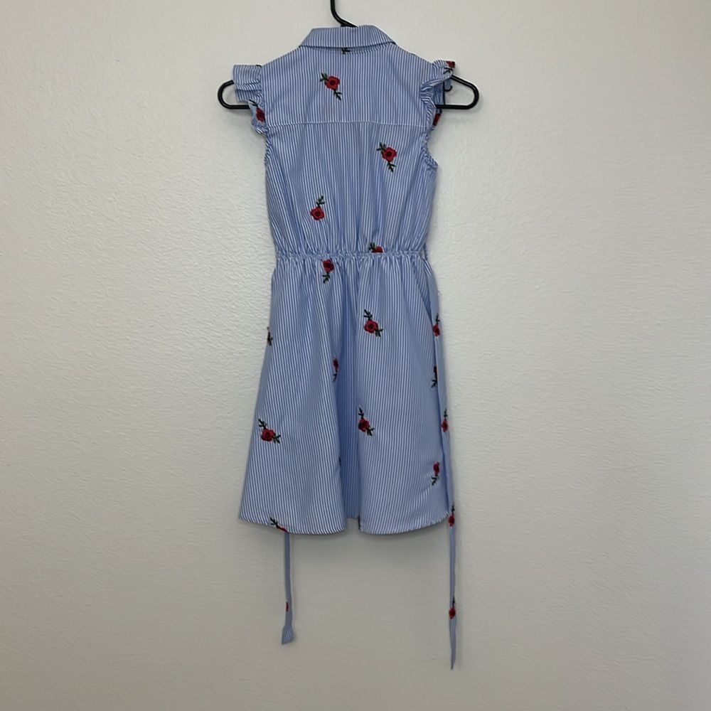 Monteau girl Sz 10(M) Stripped with Floral Embroidery Belted Shirt Dress NWOT - Picture 9 of 10